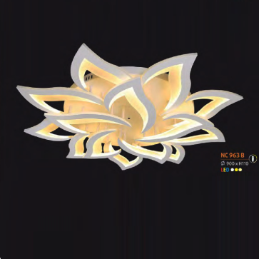 NC 963B: Đèn áp trần LED Mica - KT: Ø900mm x H110mm - Đèn LED đổi 3 màu - Remote