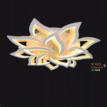 NC 963B: Đèn áp trần LED Mica - KT: Ø900mm x H110mm - Đèn LED đổi 3 màu - Remote