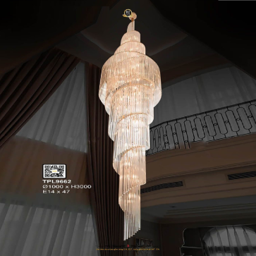 TPL9662: Đèn thả Phale - KT: Ø1000mm x H3000mm - Bóng đèn E14 x 47 bóng