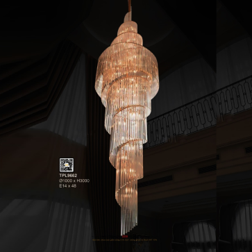 35 - TPL9662: Đèn thả Phale - KT: Ø1000mm x H3000mm - Bóng đèn E14 x 48 bóng