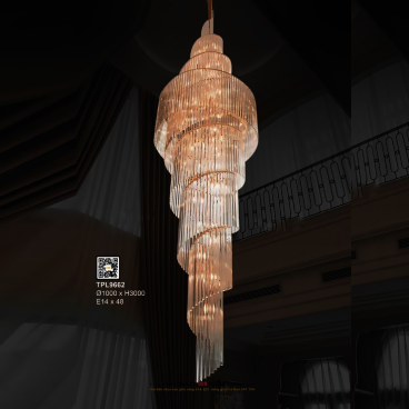 35 - TPL9662: Đèn thả Phale - KT: Ø1000mm x H3000mm - Bóng đèn E14 x 48 bóng