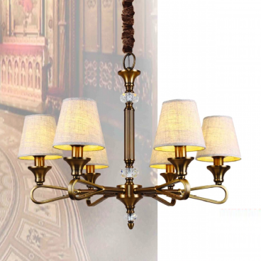 35 - DC9665T6: Đèn chùm 6 tay - KT: Ø700mm x H600mm - Bóng đèn E14 x 6 bóng