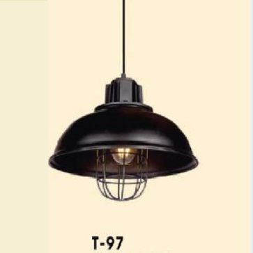 VE - T - 97: Đèn thả đơn, chao đen - KT: Ø300mm  x H300mm- Bóng đèn E27 x 1