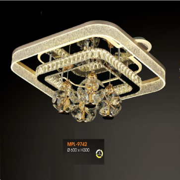 V - MPL - 9742: Đèn áp trần LED Phale vuông - KT: L600mm x W600mm x H300mm - Đèn LED đổi 3 màu