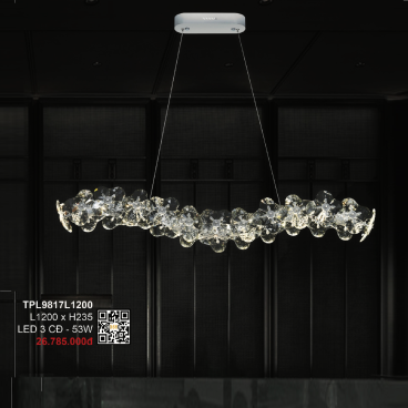 3 - TPL9817L1200: Đèn thả Phale ngang - KT: L1200mm x H235mm - Đèn LED 53W, ánh sáng đổi 3 màu