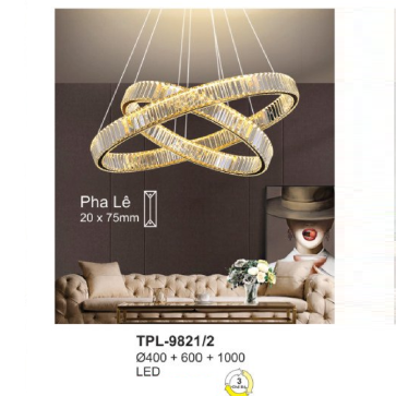 A - TPL - 9821/2: Đèn thả 2 vóng LED Phale - KT: Ø(400+600)mm x H1000mm - Đèn LED đổi 3 màu