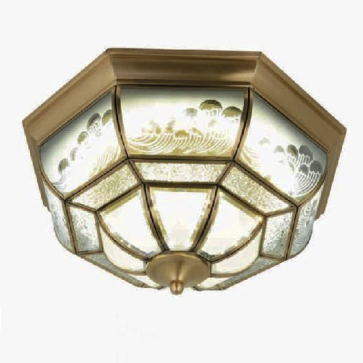 AN - MĐ - X9931/500: Đèn áp trần đồng, chao thủy tinh - KT: Ø500mm x H220mm - Đèn LED ánh sáng đổi 3 màu