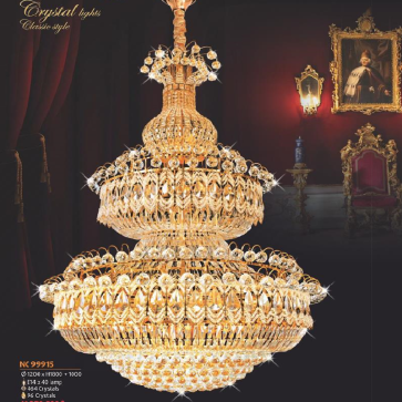 NC 99915: Đèn chùm Phale - 444 hạt Phale -  KT: Ø1200mm x H1800mm + 1000mm - Bóng  đèn E14 x 40 bóng