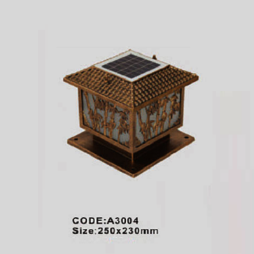 CODE: A 3004: Đèn gắn đầu trụ NLMT - KT: L250mm x H230mm - Đèn LED