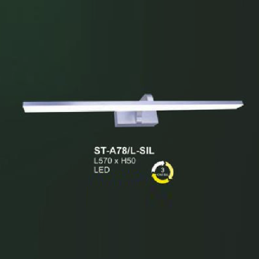 AN - ST - A78/L - SIL: Đèn rọi tranh/rọi gương, thân màu bạc - KT: L570mm x H50mm - Đèn LED ánh sáng đổi 3 màu