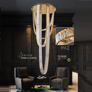 A - TPL - 802/600: Đèn thả Phale - KT: Ø600mm x H1500mm - Đèn LED đổi màu