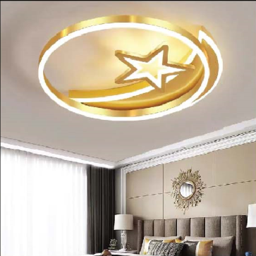 VE -  MT - A75: : Đèn áp trần LED tròn, thân  xi vàng -  KT: Ø500mm x H100mm - Đèn LED đổi 3 màu