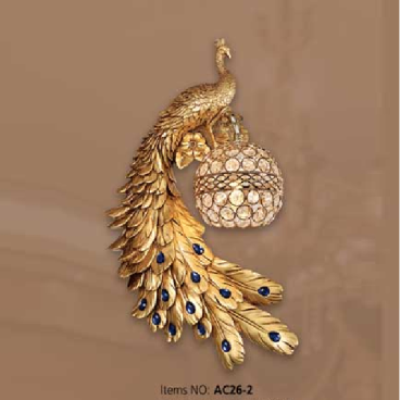 AC 26 - 2: Đèn áp tường 1 bóng hình Phụng - KT: Ø280mm x H450mm - Đèn chân E27 x 1 bóng