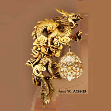 AC 26 - 33: Đèn áp tường 1 bóng hình rồng A - KT: Ø300mm x H500mm - Đèn chân E27 x 1 bóng