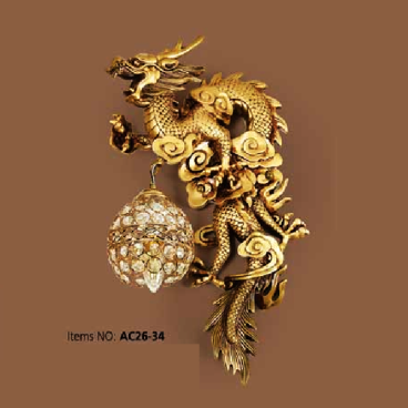 AC 26 - 34: Đèn áp tường 1 bóng hình rồng B - KT: Ø300mm x H500mm - Đèn chân E27 x 1 bóng