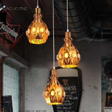 AC31 - 125: Đèn thả đơn - KT: Ø300mm x H1000mm - Bóng đèn E27 x 3