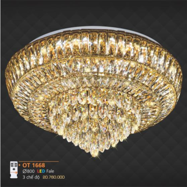AD - OT 1668: Đèn áp trần Phale - KT: Ø800mm - Đèn LED đổi 3 màu - Remote