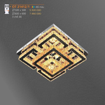 AD - OT 21412/1  Đèn áp trần LED - KT: 600mm x 600mm - Đèn LED đổi 3 màu - Remote