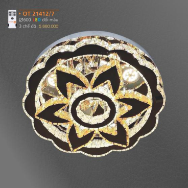 AD - OT 21412/7: Đèn áp trần LED - KT: Ø600mm - Đèn LED đổi 3 màu - Remote