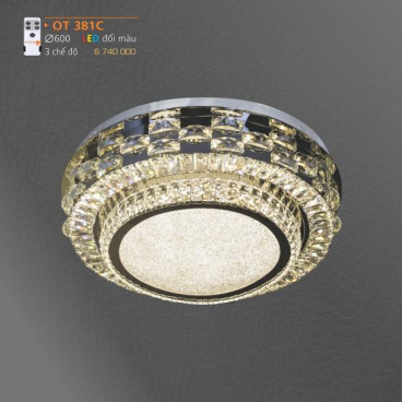 AD - OT 381C: Đèn áp trần LED - KT: Ø600mm - Đèn LED đổi 3 màu