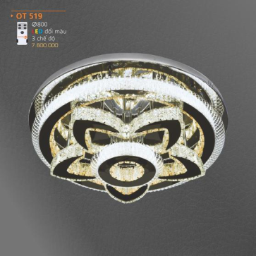 AD - OT 519: Đèn áp trần LED Phale - KT: Ø600mm - Đèn LED đổi 3 màu  - Remote