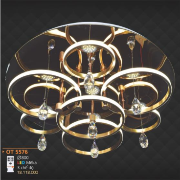 AD - OT 5576: Đèn áp trần LED - KT: Ø800mm - Đèn LED đổi 3 màu - Remote