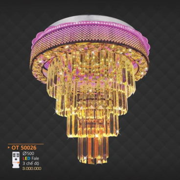 AD - OT 57026: Đèn áp trần LED - KT: Ø500mm - Đèn LED đổi 3 màu - Remote