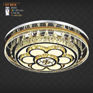 AD - OT 8016 : Đèn áp trần LED - KT: Ø950mm - Đèn LED đổi 3 màu - Remote