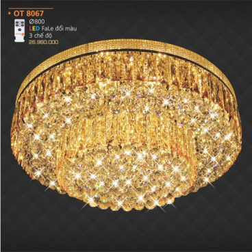 AD - OT 8067: Đèn áp trần Phale LED - KT: Ø800mm - Đèn LED đổi 3 màu - Remote