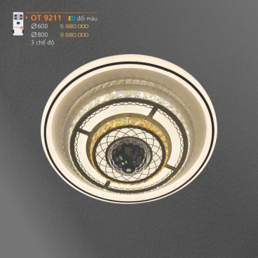 AD - OT 9211: Đèn áp trần Phale LED -  KT: Ø800mm - Đèn LED đổi 3 màu - Remote