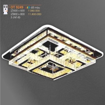 AD - OT 9249:  Đèn áp trần LED - KT: 600mm x 600mm - Đèn LED đổi 3 màu - Remote