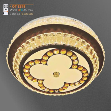 AD - OT E378 : Đèn áp trần LED - KT: Ø500mm - Đèn LED đổi 3 màu - Remote