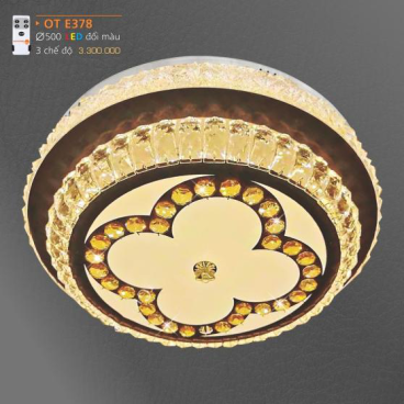 AD - OT E378 : Đèn áp trần LED - KT: Ø500mm - Đèn LED đổi 3 màu - Remote