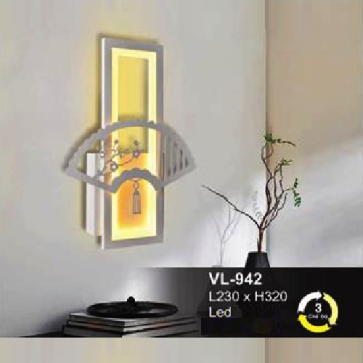 AN - VL - 942: Đèn gắn tường LED - KT: L230mm x H320mm - Đèn LED đổi 3 màu