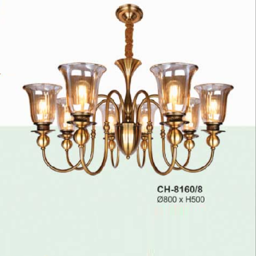 AN - CH - 8160/8: Đèn chùm 8 tay - KT: Ø800mm x H500mm - Bóng đèn chân E27 x 8 bóng