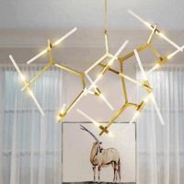 AU - ĐT -  1996/20 (vàng/ đen): Đèn chùm LED G9*20 bóng, KT: L2000mm*W750mm*H950mm