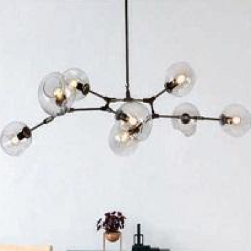 AU - ĐT 2705/8: Chùm 8 bóng ( thân đen chao khói/thân vàng chao trà), KT: W1100mm