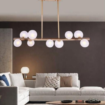 AN - ĐT - H8015/9: Đèn thả ngang thân xi vàng - KT: L950mm x H800mm - Đèn LED G9 x 9 bóng