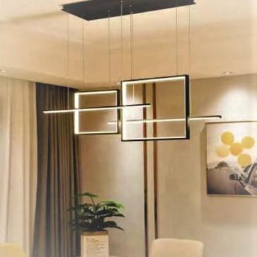AU - TL - 3196/2+3 BK: Đèn thả ngang LED - KT: L1000mm x H1200mm - Đèn LED đổi 3 màu - Remote