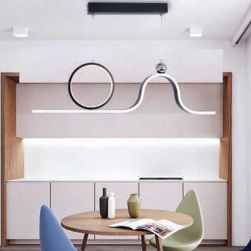 AN - TL - 3200/700BK: Đèn thả ngang Thân màu đen - KT: L700 x H1200mm - Đèn LED đổi 3 màu - Remote