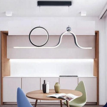 AN - TL - 3200/700BK: Đèn thả ngang Thân màu đen - KT: L700 x H1200mm - Đèn LED đổi 3 màu - Remote