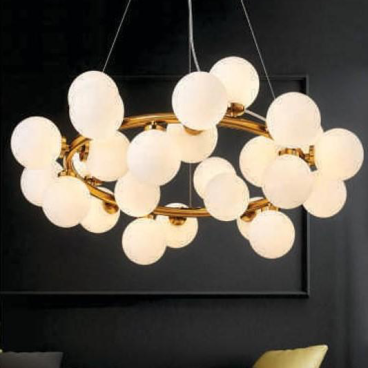 AN - TL - 9220/25: Đèn thả vòng, chao quả bi trắng - KT: Ø 800mm - Đèn LED G4 x 25 bóng