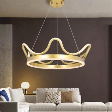 AU - TL - H9113/500: Đèn thả vòng LED thân xi vàng - KT: Ø500mm x H1200mm - Đèn LED đổi 3 màu