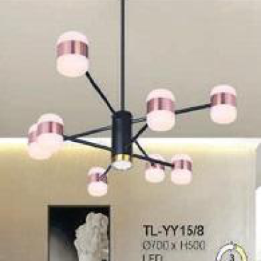 AU - TL  -YY 15/8:  Đèn chùm LED 8 bóng đổi 3 màu , KT: Ø700mm*H500mm