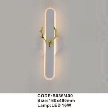 CODE: B036/400: Đèn gắn tường LED - KT: 160mm x H400mnm -  Đèn LED 16W