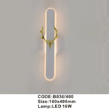 CODE: B036/400: Đèn gắn tường LED - KT: 160mm x H400mnm -  Đèn LED 16W