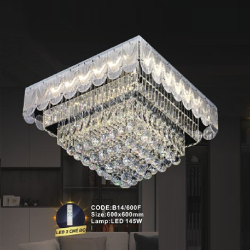 CODE: B14/600F: Đèn áp trần LED vuông - KT: L600mm x W600mm - Đèn LED 145W, ánh sáng đổi 3 màu