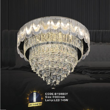 CODE: B15/600Y: Đèn áp trần LED - KT: Ø600mm - Đèn LED 145W, ánh sáng đổi 3 màu