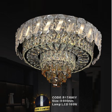 CODE: B17/600Y: Đèn áp trần LED - KT: Ø600mm - Đèn LED 160W, ánh sáng đổi 3 màu