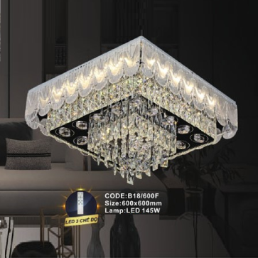 CODE: B18/600F: Đèn áp trần LED vuông - KT: L600mm x W600mm - Đèn LED 145W, ánh sáng đổi 3 màu